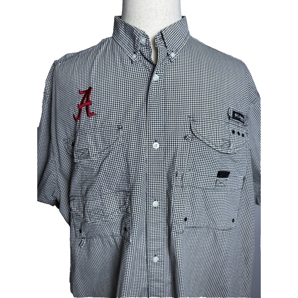 University of Alabama Columbia PFG Super Bonehead Houndstooth Shirt XLT Tall